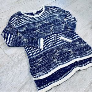 O’neil | Knit Scoop Neck Sweater Blue and Ivory S